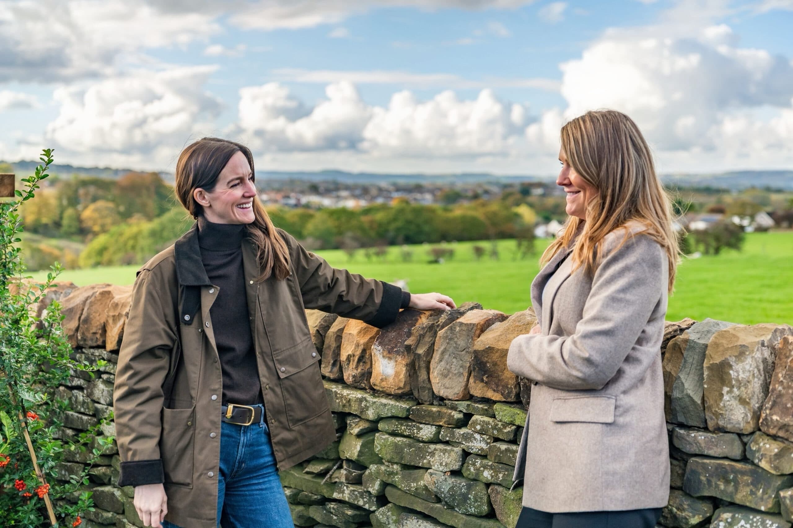 Family members, Sarah and Caroline at Pendle Farm, Worsthorne Random Stone